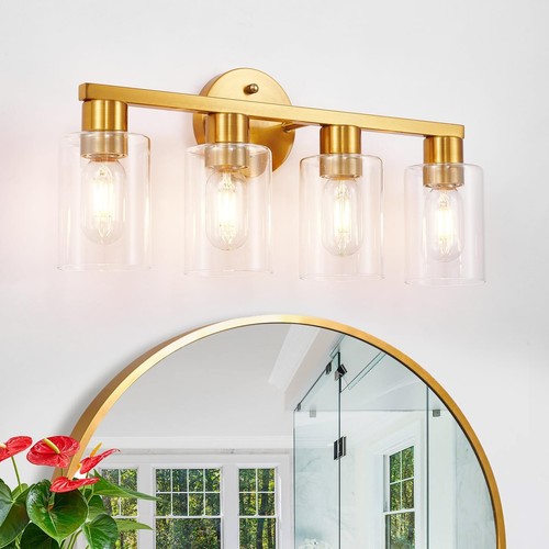 Light gold bathroom - light, vanity